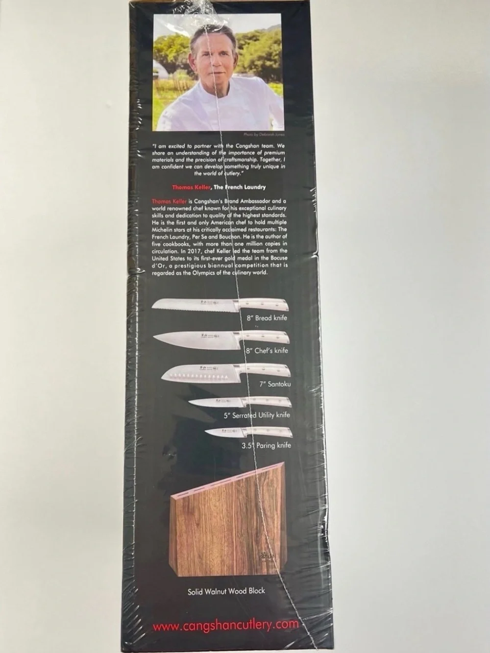 Cangshan S1 Series 6-Piece German Steel Forged Knife 5 Set White & Walnut Block